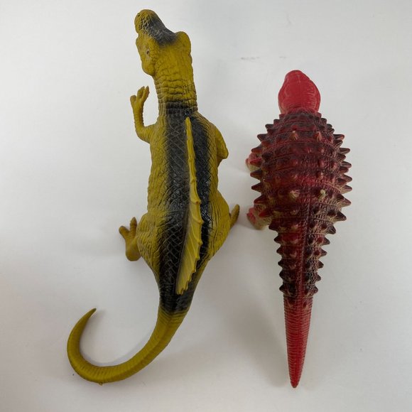 Vintage Lot of 4 Rubber Plastic Dinosaurs Ceratosauras Stegosaurus Brontosaurus - Picture 4 of 11